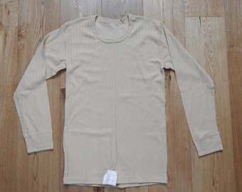 NOS  warm long Undershirt Men Beige Long Underwear Shirt, Unused, 1980s LARGE/ Extra LARGE