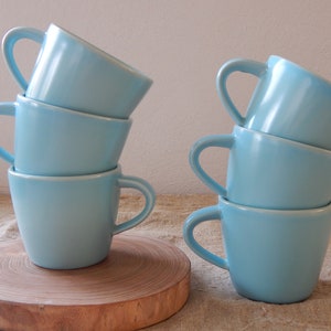 Set of 4 Hoganas small mug Vintage Höganäs Keramik Hoganas Coffee Cup Light Blue Stoneware Cup