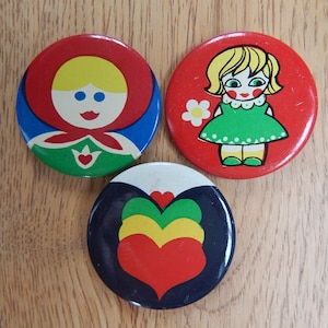 Vintage Metal Vintage Girl Power Badge Set of 3 Vintage Badge from  1970 s,  Pin Button Pinback Collectible.
