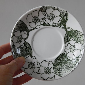 Gustavsberg Emma Saucer Stig Lindberg Plate Sweden Green Flower Decor Scandinavian Tableware