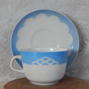 Riga Porcelain Factory Light Blue Coffee/ Tea Cup And Saucer  Design Tea Cup and Saucer  era 1960 s.  Tableware