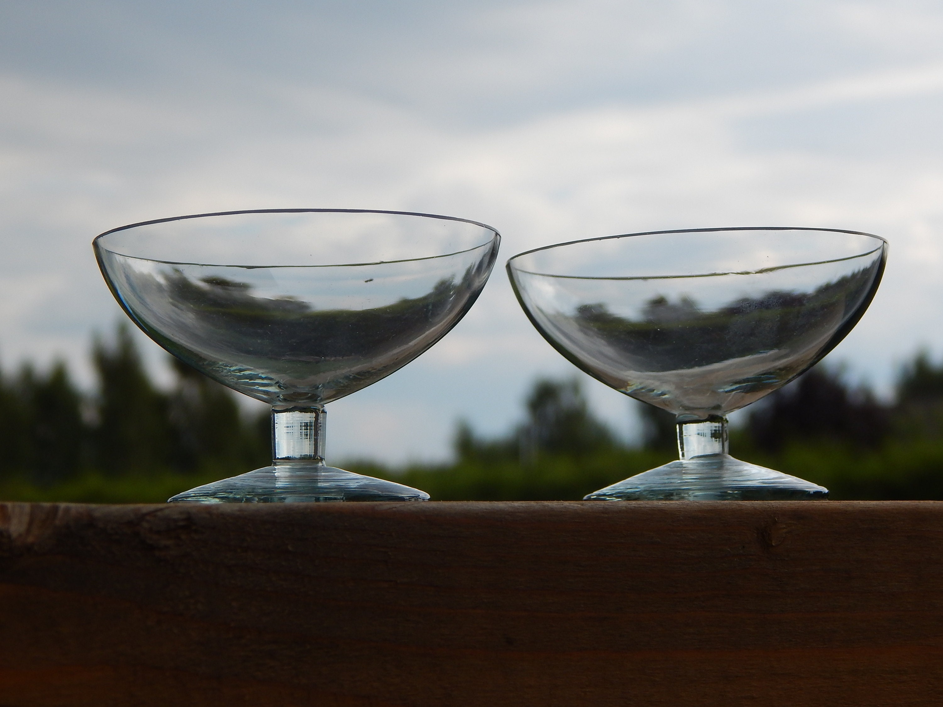 Hand Made Liqueur Glass Set of 2  Aquavit Glass,1970-s  Design Collectible Elegant Tableware