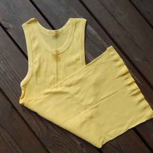 NOS Vintage Men Ladies Unisex Yellow Tank Maika/ Shirt/ Undershirt, Unused Ribbed Cotton, Made in Estonia in 1980s