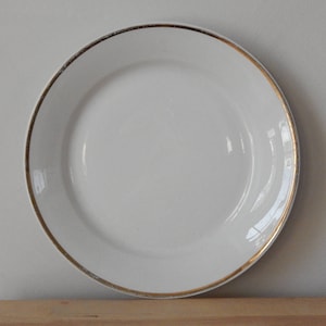 Arabia of Finland White Dinner Plate Golden Rim Dinner Plate Porcelain Tableware 1950 s