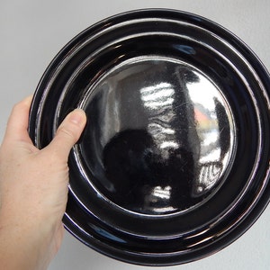 set of 2 Scandinavian Vintage Höganäs Keramik Black Hoganas Ceramic salad Plate Stoneware
