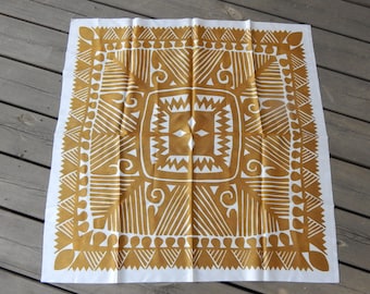 Vintage Marimekko Kind of Shawl Golden Brown White Shawl, Light Polyester/ Viscose Shawl, Accessory,  era 1960-s. Made in Estonia