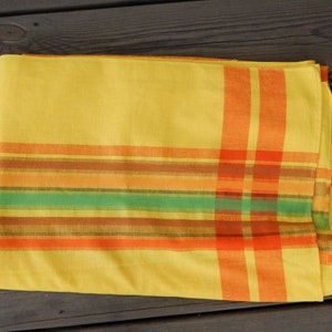 Vintage Checkered Yellow/ Orange Tablecloth Made in Scandinavia