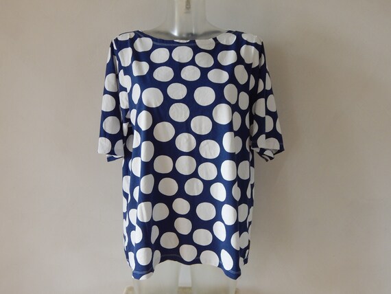 Marimekko Tunika Blau Weiss Polka Dot Muster Damen Grosse Xl Etsy