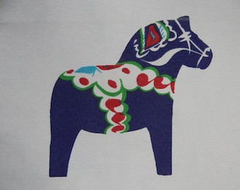1 Vintage Swedish Folk Dala horse Fabric Piece Used