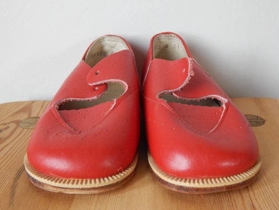 Vintage kids Red Leather shoes from 1980 s,  baby… - image 8