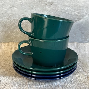 Vintage Arabia of Finland Petrol Green/ Blue Coffee Cup/ Saucer TEEMA Kaj Frank Scandinavian Design 1950 s.