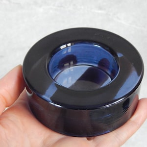 Vintage Muurla Blue Glass Candle Holder for Tealight, Made In Finland Vintage Home Decor