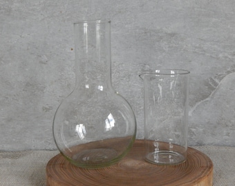 Set of 2  Vintage Measuring Cup Vintage Laboratory Glass ,1970-s  Measuring Glass Collectible