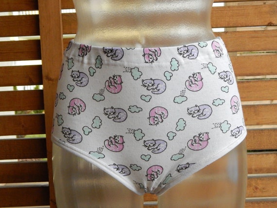 Girls Teenagers Vintage Underwear Unused Vintage Purple Pink Cat