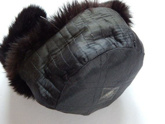 Vintage Union Made Rabbit Fur & Black Leather Hat 71Tyo9BUbJL._AC_SY350_QL65_.jpg main image 2