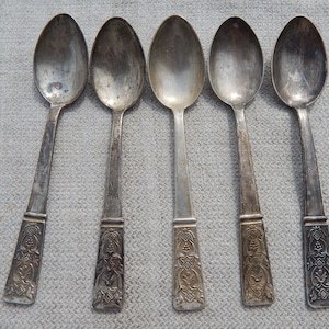 Vintage Tea Spoons Set of 5  Home  Tableware,  Kitchenware 1960 s.
