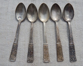 Vintage Tea Spoons Set of 5 Home Tableware, Kitchenware 1960 s.