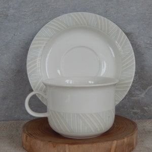 Arabia of Finland Arctica TIARA Tea Cup and Saucer Replacement Cup Designed by Inkari Leivo White Ceramic Set 1970s