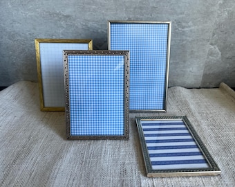 1 Vintage Small Metal Picture Frame from JYDEN/ Portrait, Photo, Table Decor with Glass Cover Home Decor