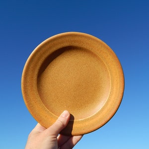 Scandinavian Vintage Honey Brown Ceramic Salad Cake Plate Stoneware