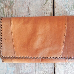 Portefeuille vintage accessoire en cuir beige véritable cuir véritable fabriqué à la main à l'ère de l'Union cadeau unisexe