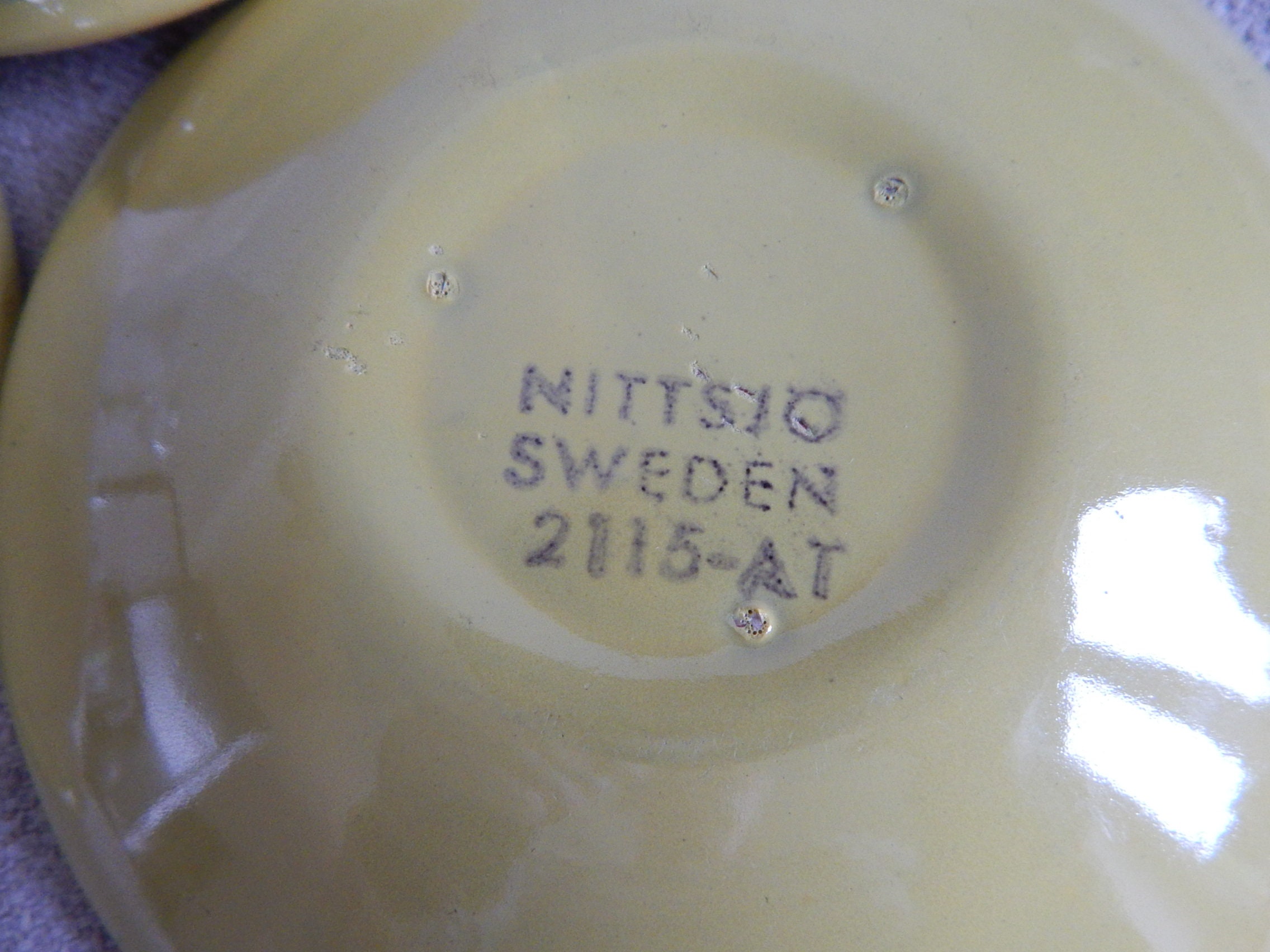 Vintage Nittsjö Ceramic Cup and 2 Saucers Yellow Color, Hand