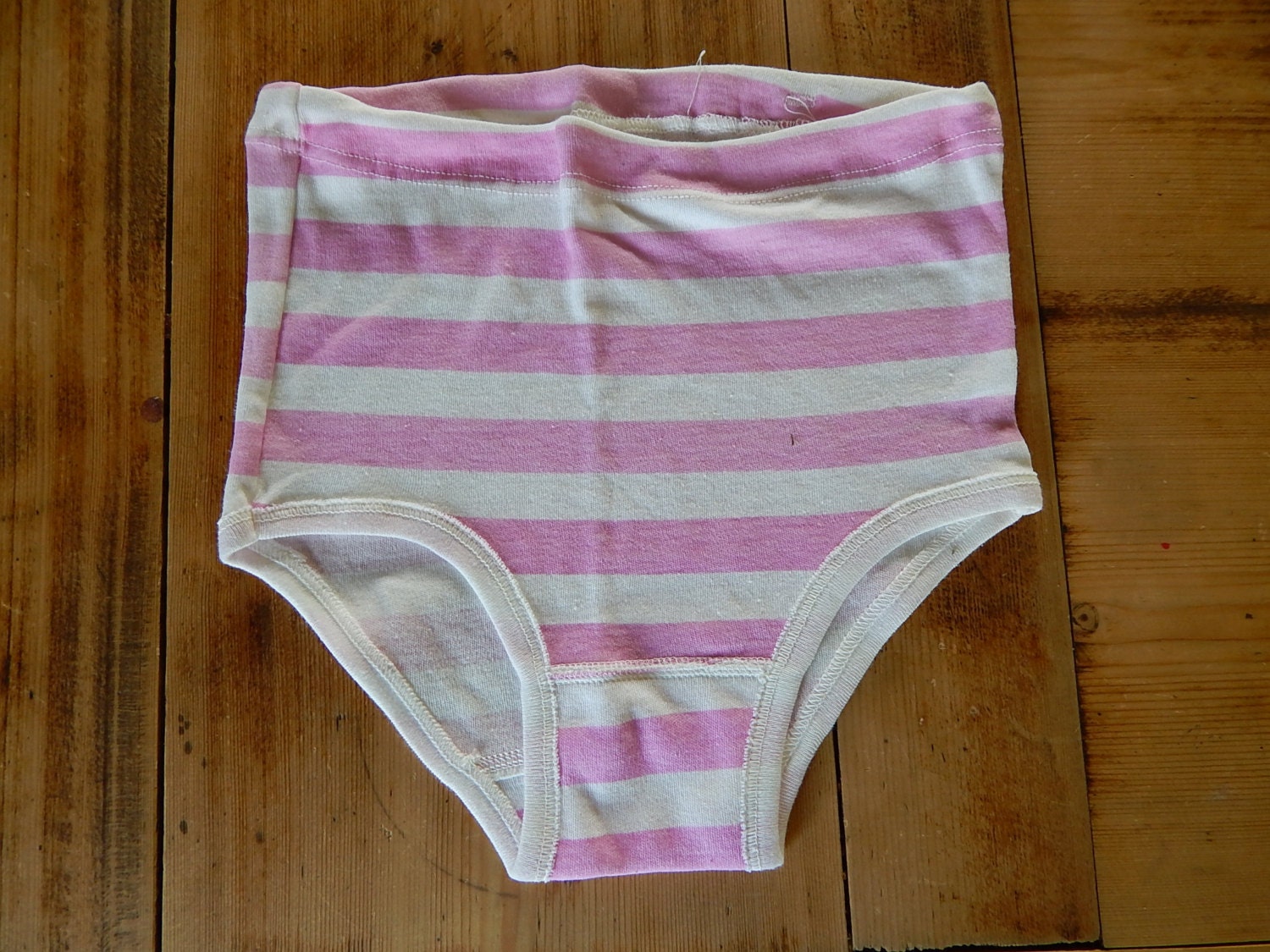 Vintage High Waist Girls Underpants, Vintage Cotton Kids Underwear Pink and  White Colour New Old Stock Collectible 8 Year 