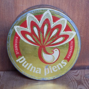 Vintage Tin Box Round Tin Box  Tin Box  in 1969