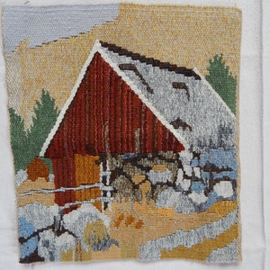 Vintage Tapestry Painting Wall Hanging, Retro Home Decor/ Vintage Decor 1970s. Handmade