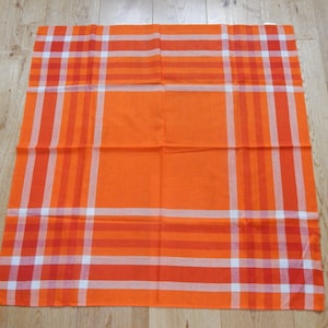 Checkered Orange Tablecloth Made in Finland. Finlayson Dralon