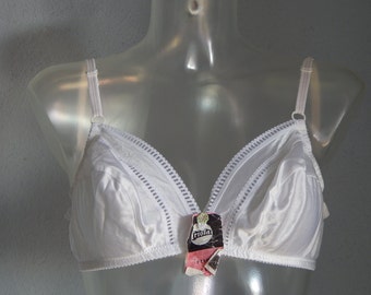 Brassiere  Vintage White Lingerie Ladies Bra White Polyester Bra 1980 s NOS