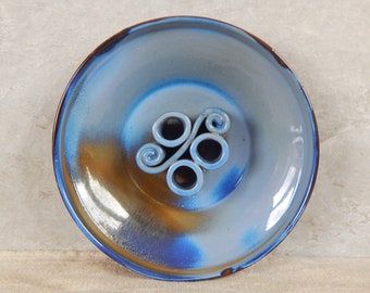 Vintage Ceramic Ikebana Vase Blue Decorative Vase
