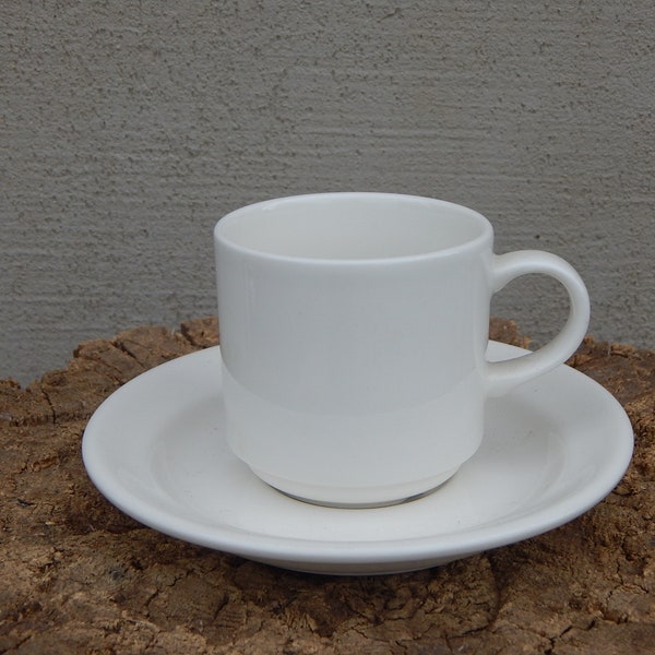 Arabia of Finland Espresso CupCoffee Cup and Saucer White Ceramic Set 1970s