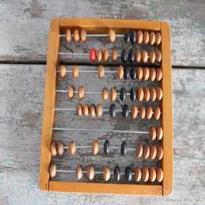 Vintage Wood Abacus/ Rustic   Industrial Old Time Computer, Back to School Vintage Calculator