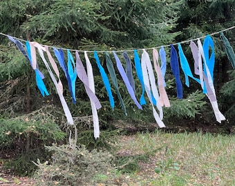 Party Decor Fiesta Tassel Bunting Multicoloured Blue and White Wedding Garland Rainbow Garland Ribbon Bunting each Meter includes 12 Tassels