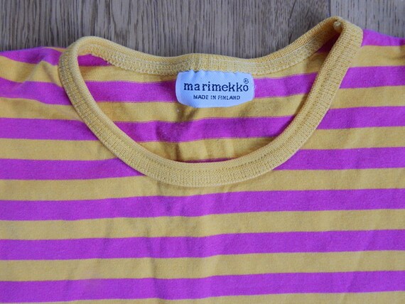 Marimekko Striped T- shirt Yellow Pink Kids long … - image 3