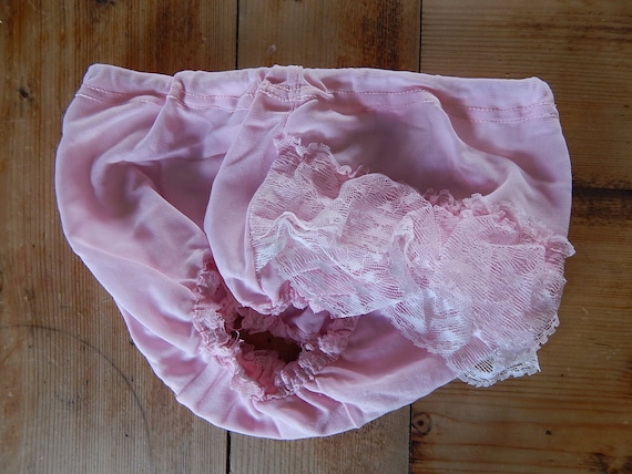 Vintage Girls Pink Ruffle Underwear Kids Underpan… - image 1