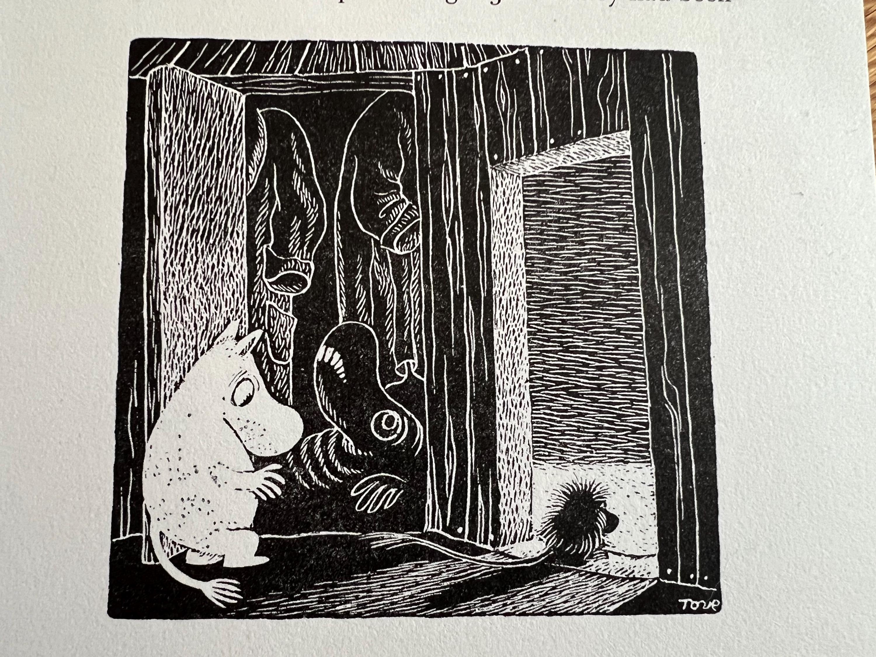 Original 2-sided Black and White Moomin Book Print Tove Jansson