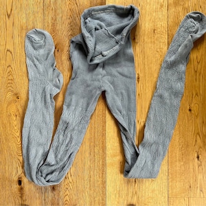 Vintage Cotton Mix Light Gray Pantyhose Tights Made in Estonia in 1987 Size XS