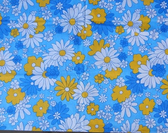 Vintage Yellow Blue Flower Fabric Retro Cotton Fabric Vintage Fabric for Sewing home textiles 136 x 166 cm