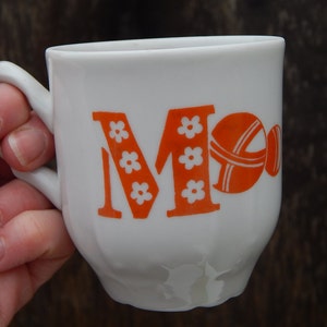 Vintage Alphabet Coffee Mug Red White Cup M K Kids Tableware