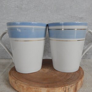 Set of 2  Vintage Blue Stripe Mug/Cup,  Coffee or tea Cup,  Tableware, Made In