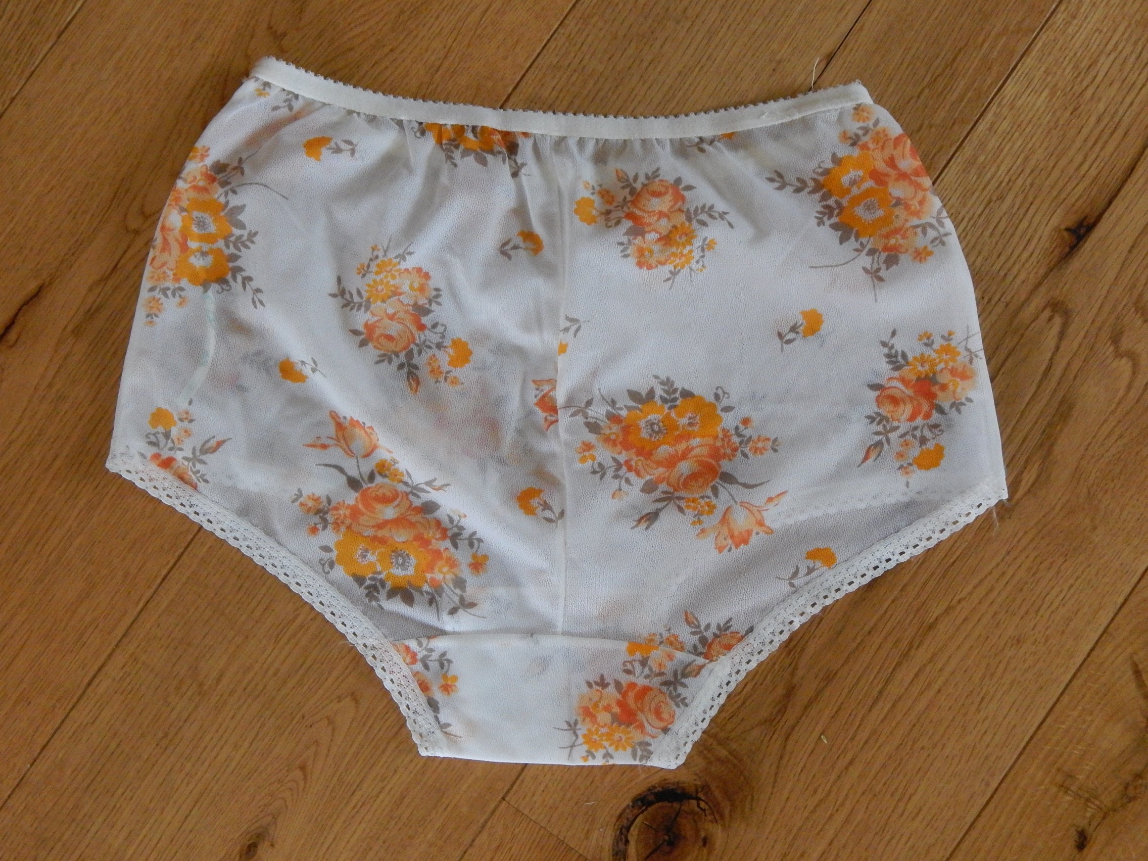 Size Small Vintage Underwear Ladies Polyester Knickers Orange