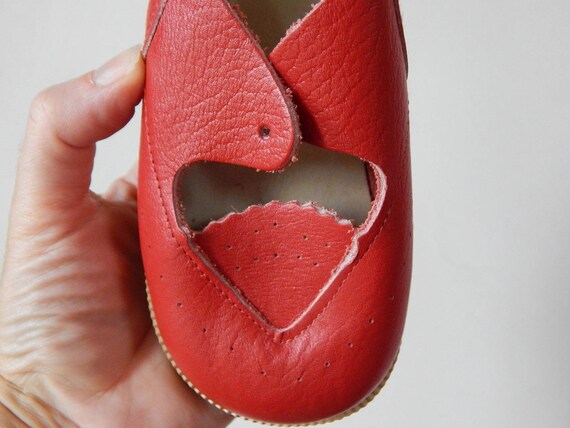 Vintage kids Red Leather shoes from 1980 s,  baby… - image 9