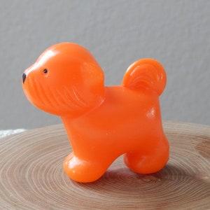 Plastic Dog Toy, Baby Toy Little Red Puppy 1980 s.  Collectible