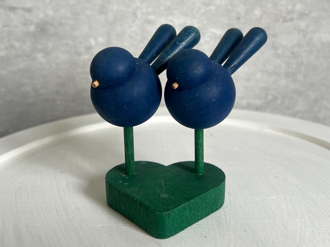 Vintage Aarikka Birch Wood Bird Set On A Heart shaped Base By Kaija vintage-aarikka-birch-wood-bird-set-on-a-heart-shaped-base-by-kaija