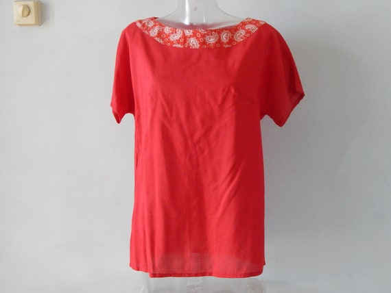 Red Blouse Woman Clothing Gift for Her Hand Made … - image 10