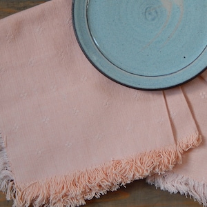 Vintage Pink cotton Napkins Set of 4 Napkins Retro Home Decor/ Vintage Decor 1980 s Homemade