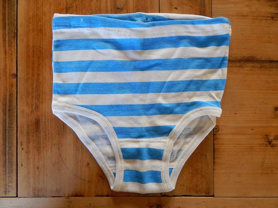 Vintage Underwear Girls Cotton Panties Unused White Underpants With Blue  Striped Pattern 100% Cotton 10-12 Years -  Sweden