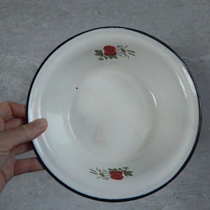Set of 3 Estonian Antique Enamel Bowl Rustic Home Decor Cookware Estonian Enamelware 1930-s